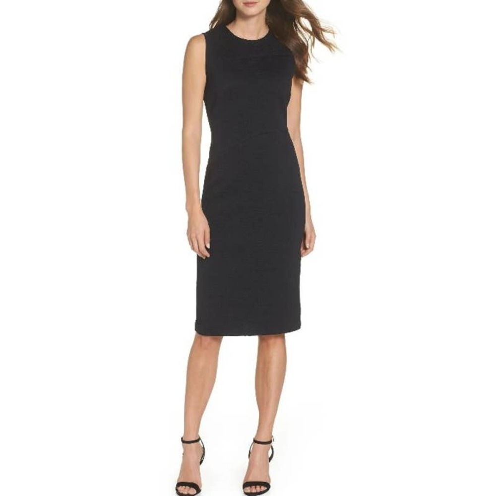 Sleeveless Black Midi Sheath Dress